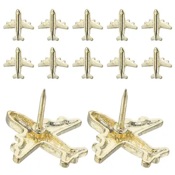 24pcs Antique Airplane Modeling Push Pin Home Office School Craft Projects Cork Board Photo Wall Bulletin Photos Pushpins
