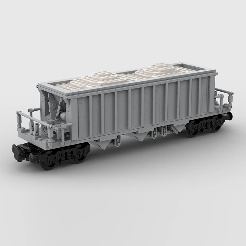 City Car Model MOC Building Bricks Gray 3-Bay Open Hopper Car Modular Technology Children Holiday Gifts Assemble Toys Suit