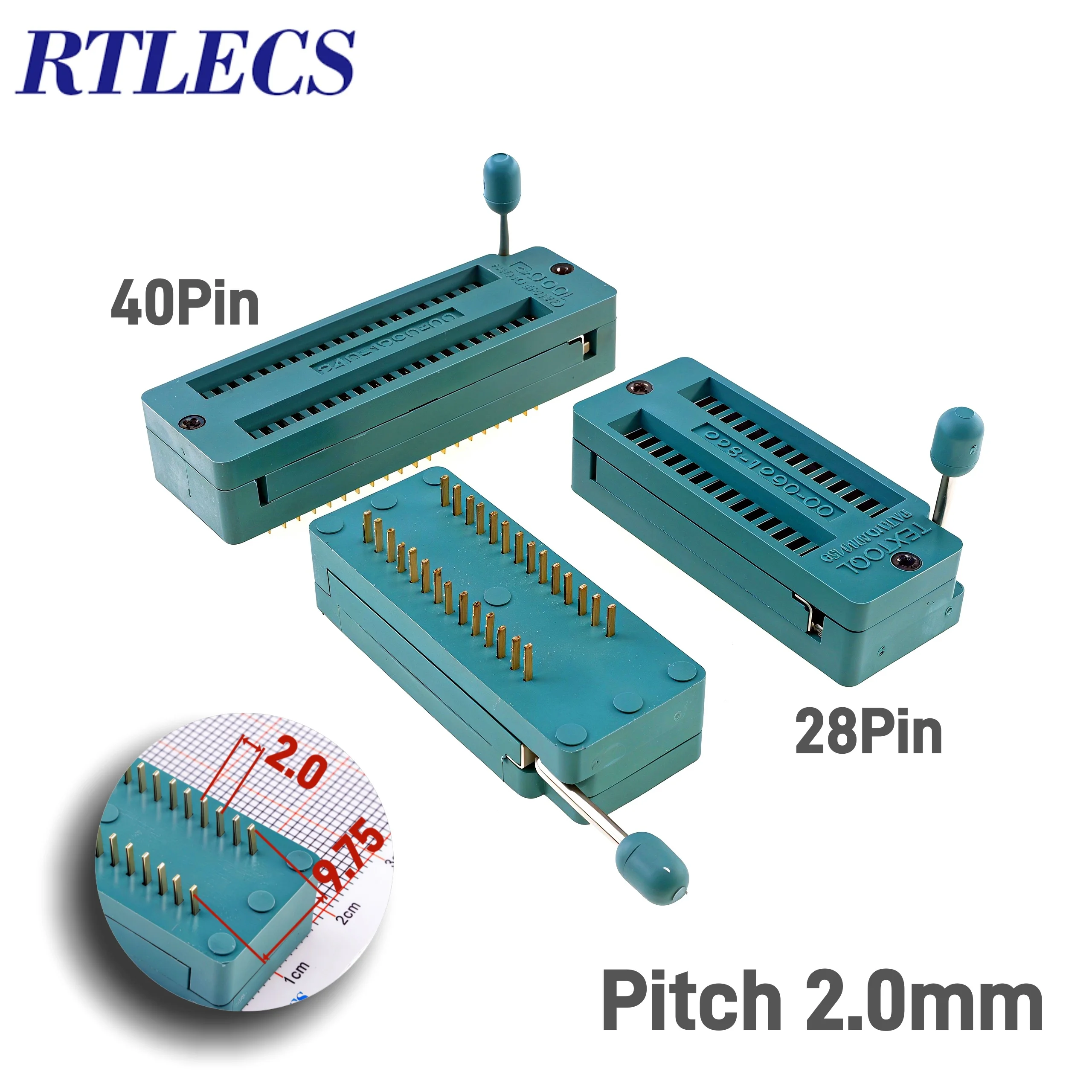 Gold Plated IC DIP ZIF ZIP Socket Test Tool 28 40 Pin Pitch 2.0 Mm Press-Fit Dual Row Spacing 9.75 Mm for Electronic Components