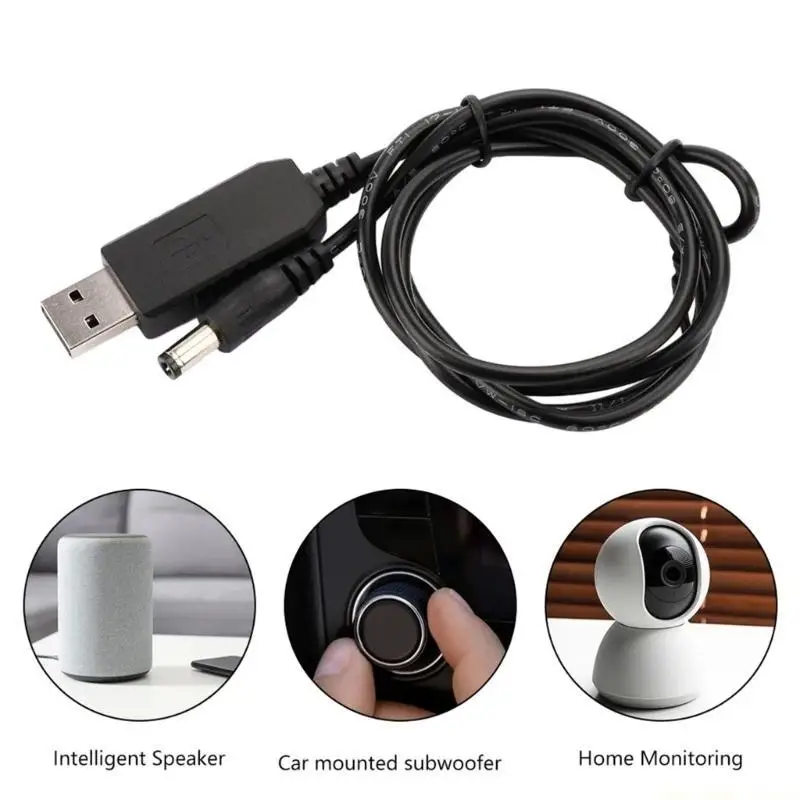 F62C 9V/12V Step Up Cable USB Converter USB Power Line Deception for Mobile Power Supplies Chargers