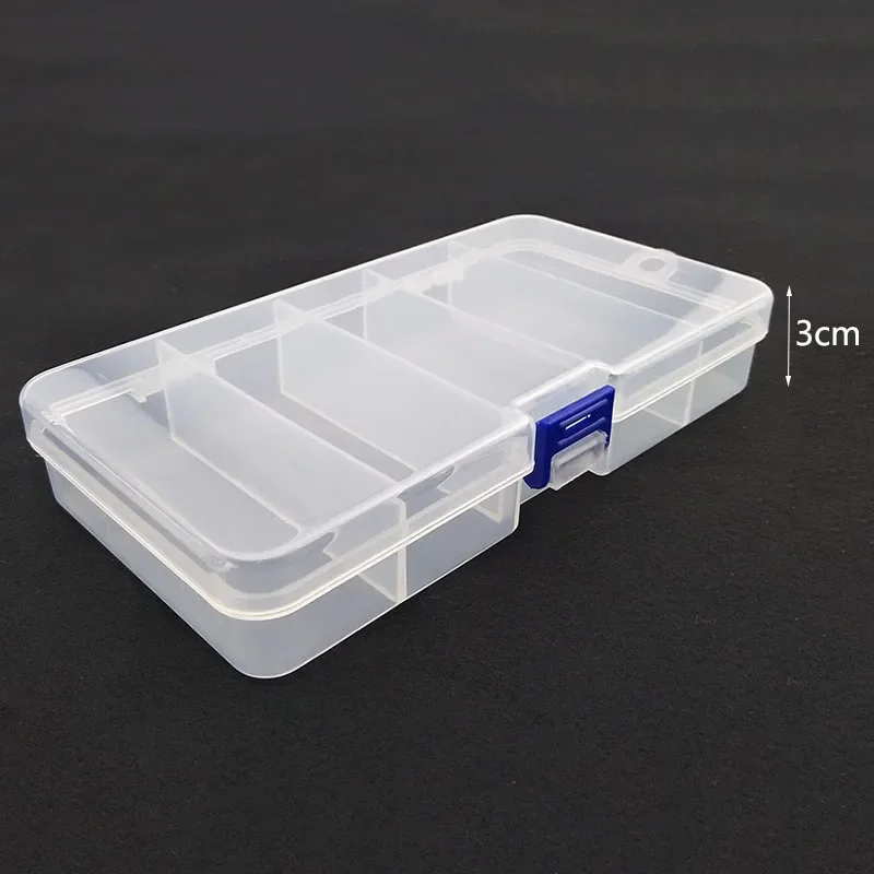 OUTKIT 5 Compartments Transparent Visible Plastic Fishing Tackle Box Fishing Lure Storage Box Case Fish Tool 17.7*9.3cm