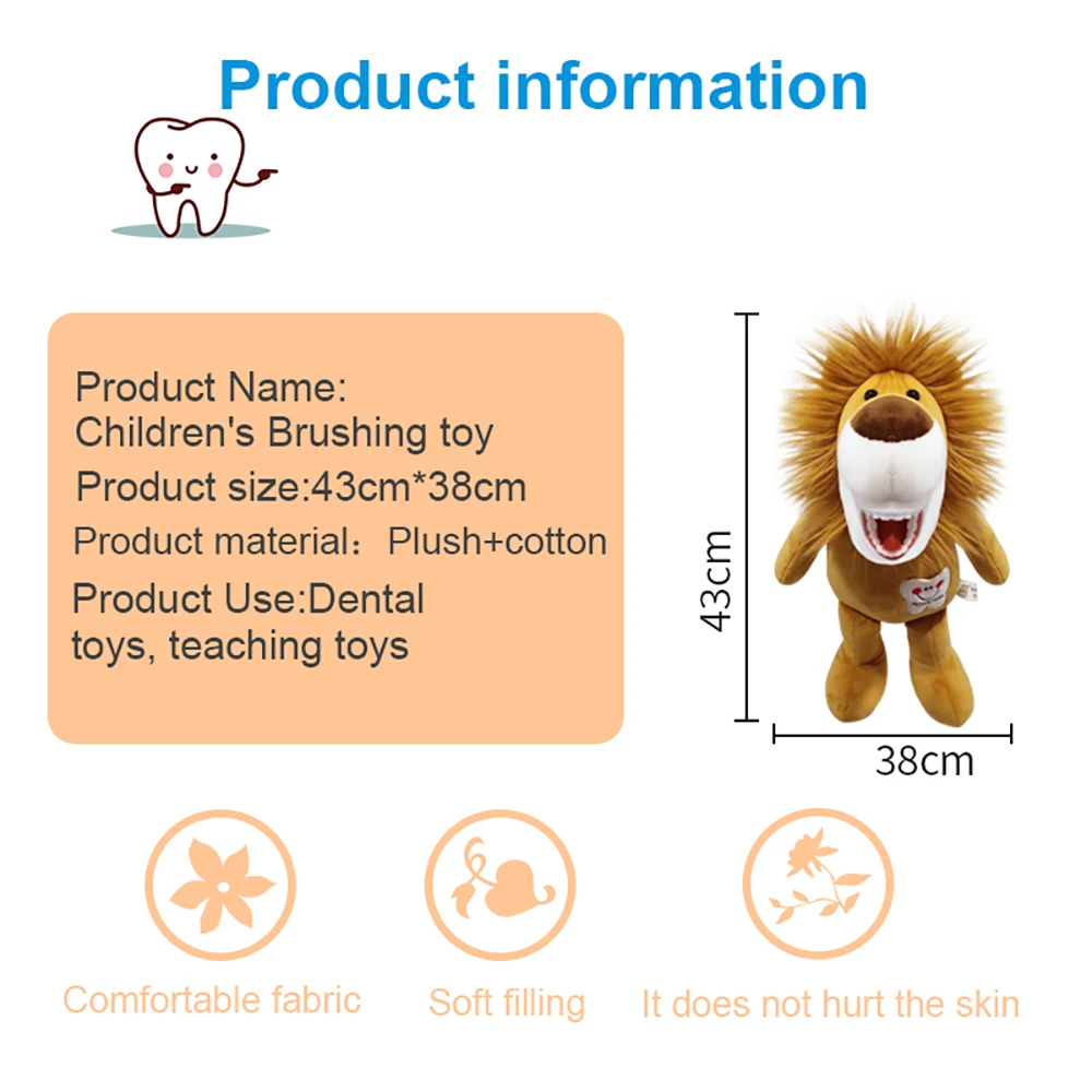 1Pc Dental Clinic Plush Animal Toy Ornaments With Teeth Model Suitable For Educating Children To Brush Teeth Oral Cleaning Gifts