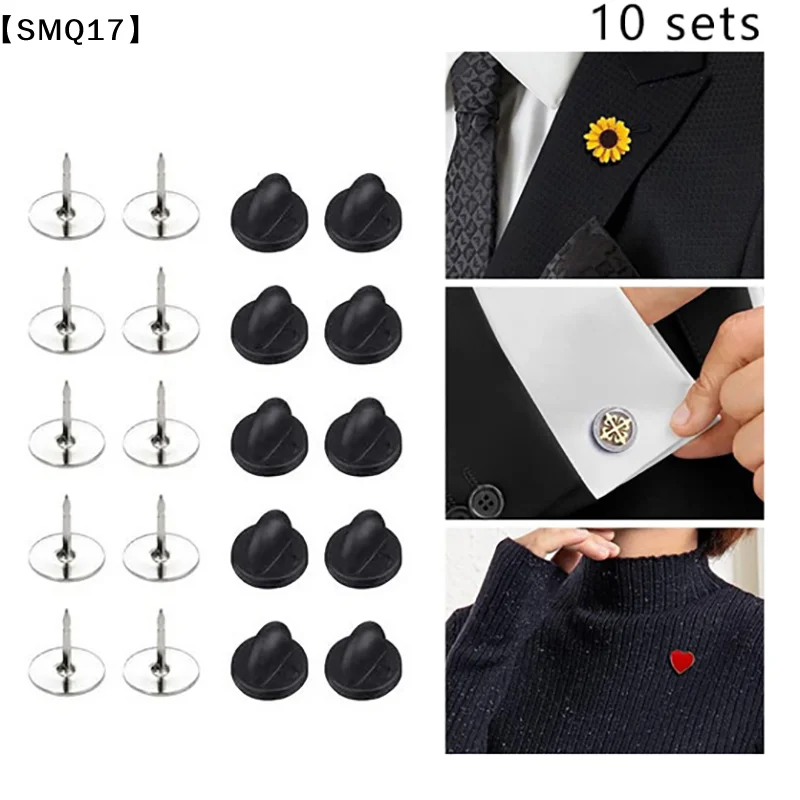 10Set Pin Backings Tie Tacks Blank Pins With Pin Backs Butterfly Clutch Backing Locking Clasp For DIY Badge Jewelry Craft【SMQ】