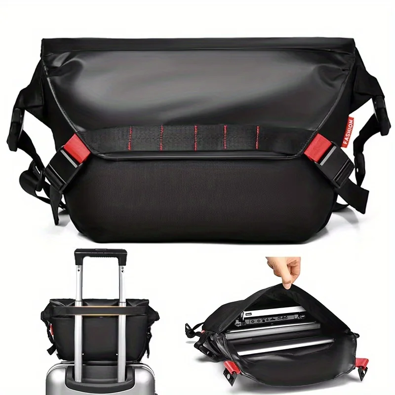 

Men Multifunctional Crossbody Bag Multi-layer Fashionable Casual Business Trip Daily Outing Shoulder Bag with Adjustable Strap