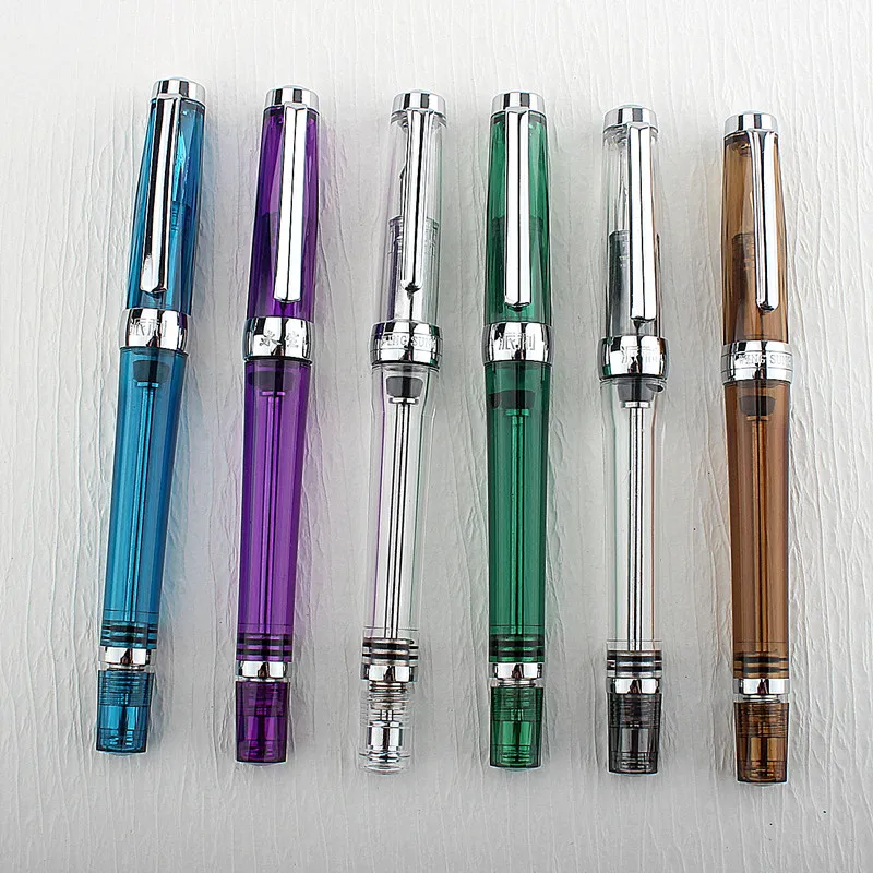 luxury quality Yong Sheng 3013 Fountain Pen Vaccum Filling Spin Transparent EF/F Nib Negative pressure ink color pen