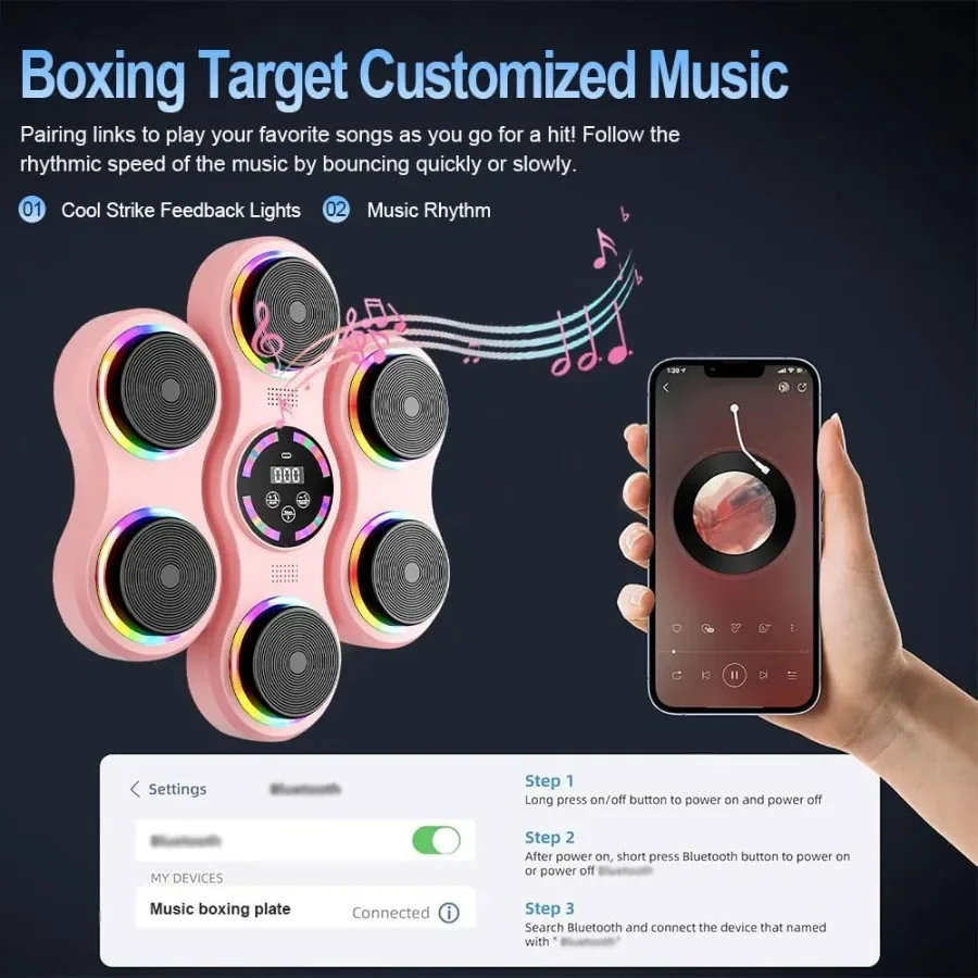 Inteligentny trener bokserski Bluetooth do montażu na ścianie, do domu, biura lub na siłownię, z obsługą audio i muzyką, interaktywny sprzęt do treningu.