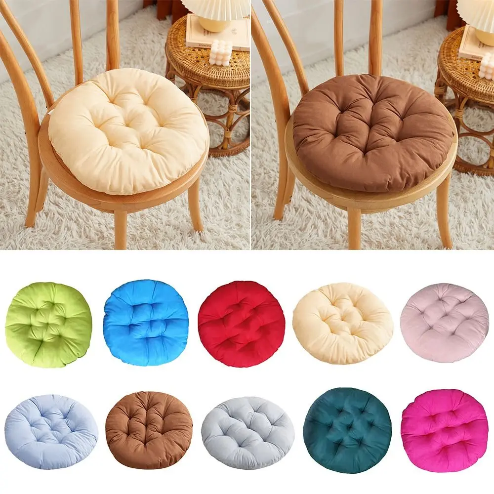 Durable Nap Pillow Round Pad Thicken Solid Color Seat Cushion Non-slip Chair Cushion Dining