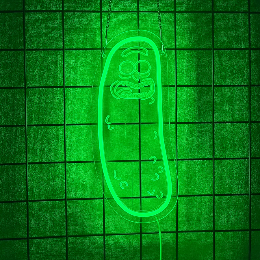 Neon Sign Anime Rick LED Neon Lights for Wall Decor,Bomb LED Sign Anime Decor for Man Cave, Bedroom, Game Room, Pickle Party