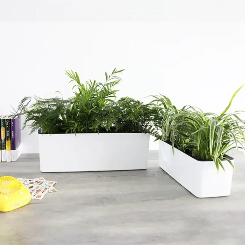 

Rectangular Desktop Office Hotel Automatic Water Absorbing Flower Pot Automatic Watering Planter Rectangular Flower Pot