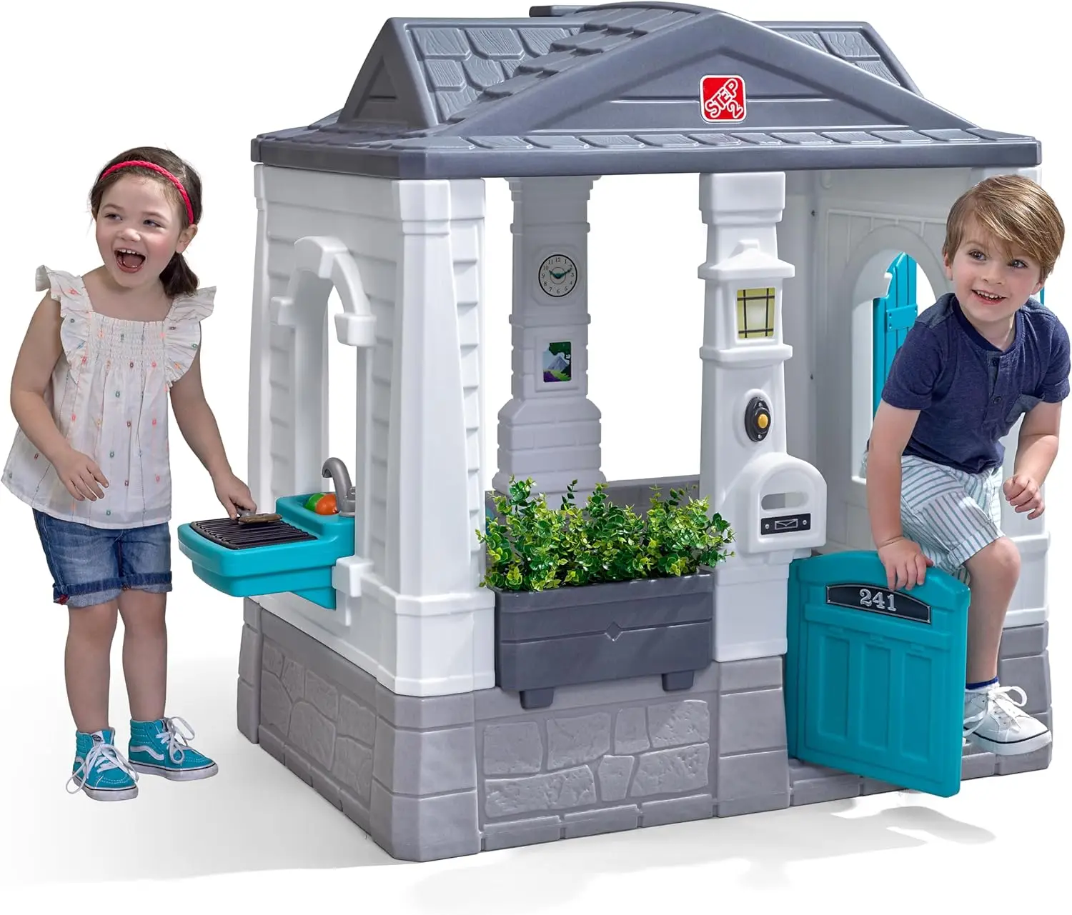 Tidy Cottage Kids Playhouse, Indoor/Outdoor Playset, Interactive Play with Sounds, Made of Durable Plastic, for Tod