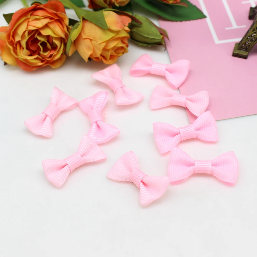 50/100pcs 15mm-30mm Mini Threaded Ribbon Bow Tie Mix Hair Accessory Small Satin Ribbon Bows Flower Appliques sew Craft