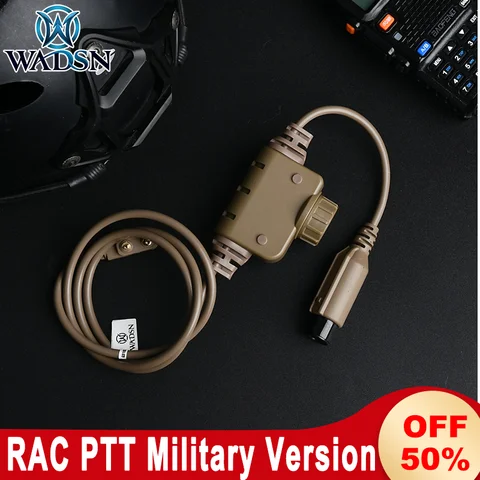 전술 새로운 RAC PTT 군사 버전 WADSN 헤드셋 COMTA WST TAC-SKY 이어폰 사냥 헤드폰 Baofeng Kenwood 7.0mm 플러그 PTT