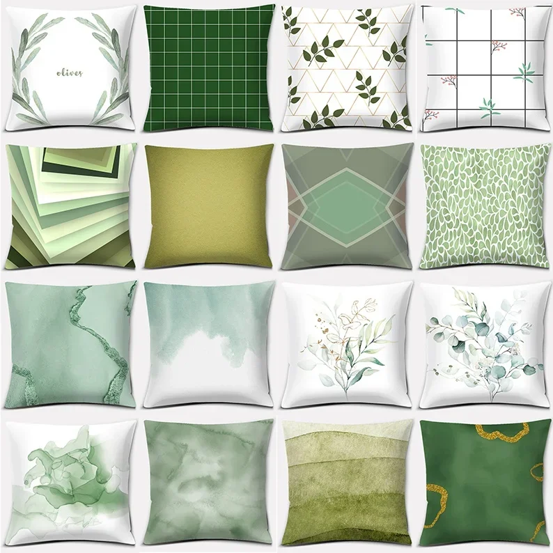 Olive Green Pattern Printing Series Home Pillowcase Square Office Cushion Cover