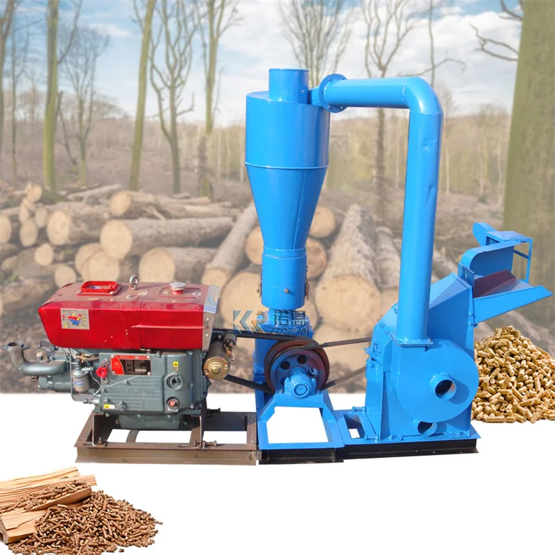 Diesel 20HP Wood Hammer Mill Crushing Granulating Combination Machine100-120kg Animal Feed Pellet Produce Machines for Sale