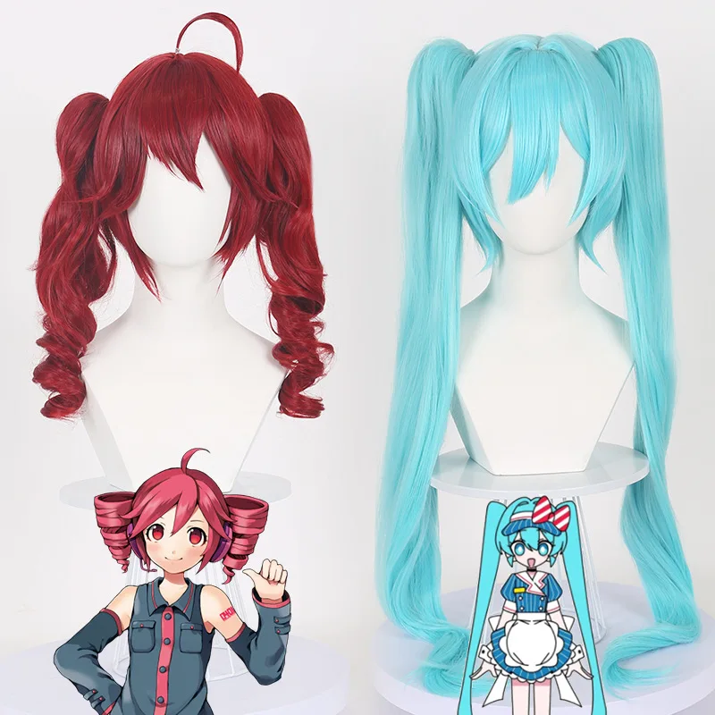 Mi-ku Inspired Synthetic Cosplay Wig Double Ponytail Gradient Blue Green Long Hair for Anime Party Carnival Performance