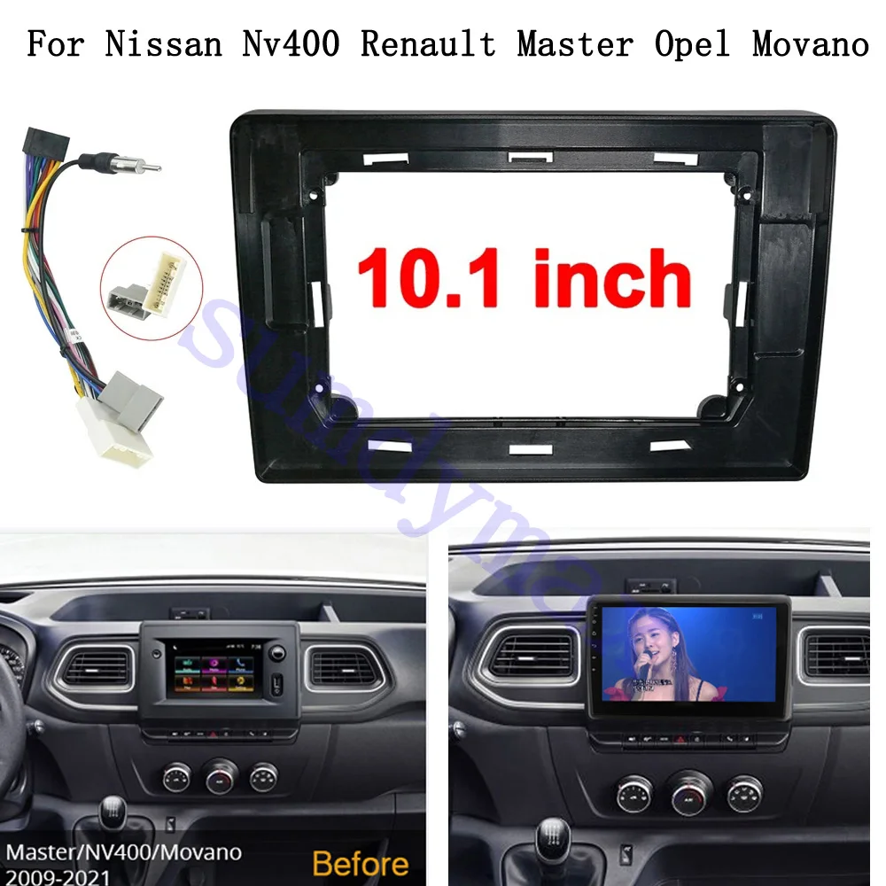 

10.1 Inch 2 Din Car Radio Plastic Fascia Plane Frame for Nissan Nv400 Renault Master Opel Movano car radio frame with cable
