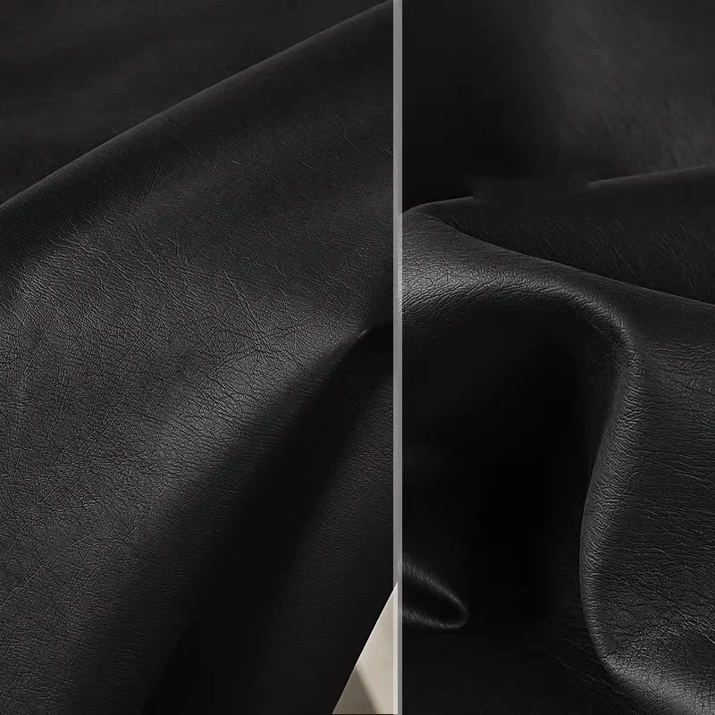 Faux Leather Fabric Retro PU Leather Matte Dark Black Designer Fabric Wholesale Cloth Diy Sewing Fabric Material