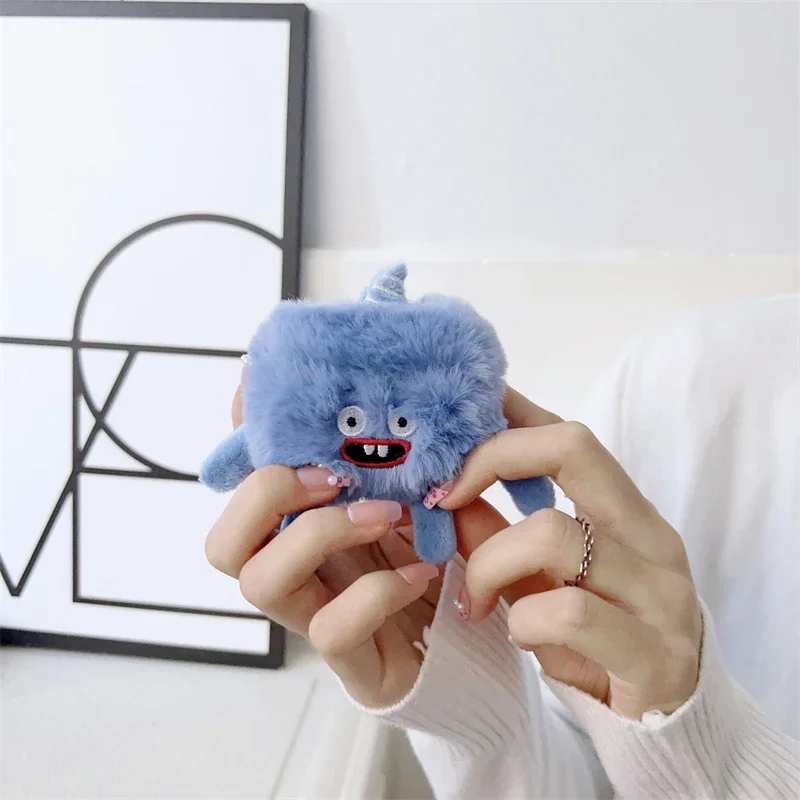 Cute Cartoon Fur Earphone Case for Airpods Pro 3 2 1 Air Pods Pro2 2nd 3rd Generation Funny Fluffy Plush Warm Women Girls Cover