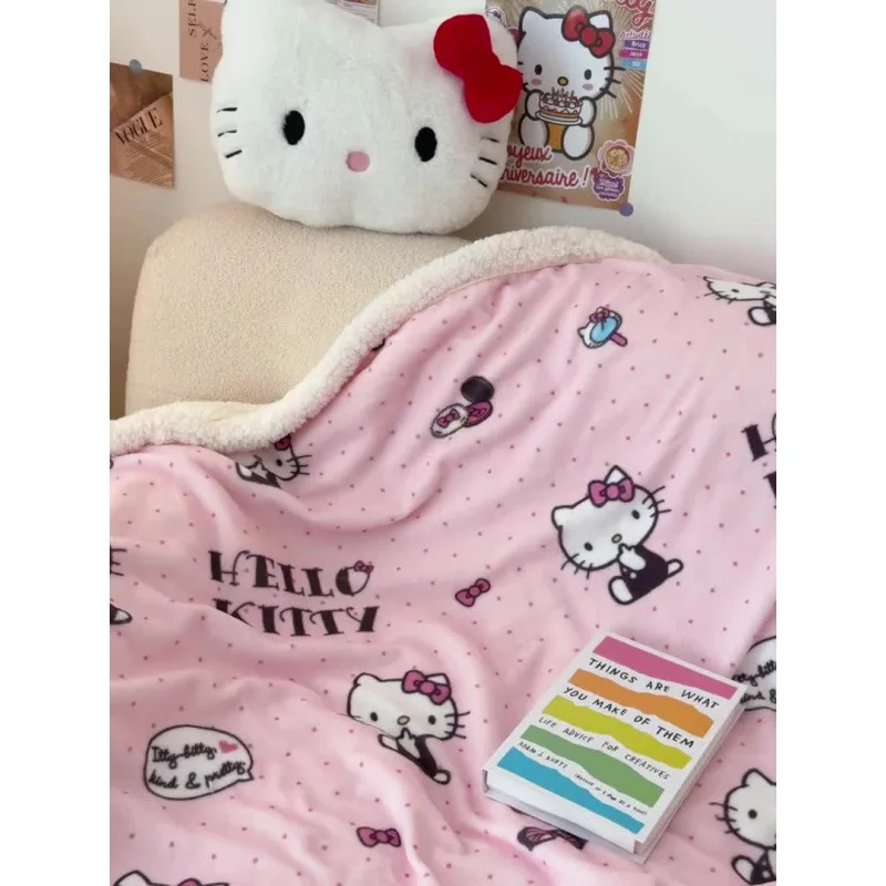 New Genuine Sanrio Series Kawaii Hello Kitty My Melody Multi-Functional Invisible Zipper Thick Cartoon Warm Lamb Velvet Blanket view 2