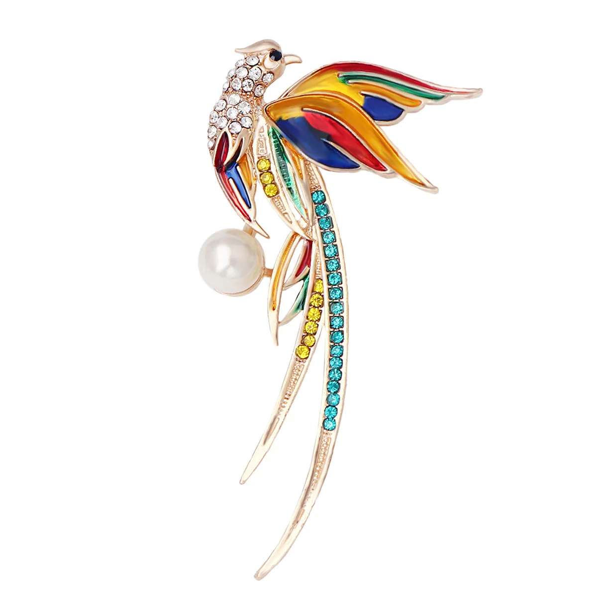 Exquisite Enamel Hummingbird Phoenix Peacock Brooch Fashion Design Clothing Women's Brooch Metal Lapel Pin