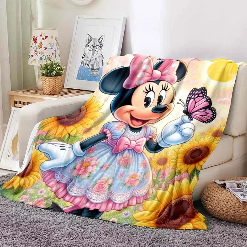 Mickey Minnie Cute Cartoon Flannel Soft Throw for Sofa, Bed, Travel, Camping, Livingroom, Blankets for Beds Picnic Children