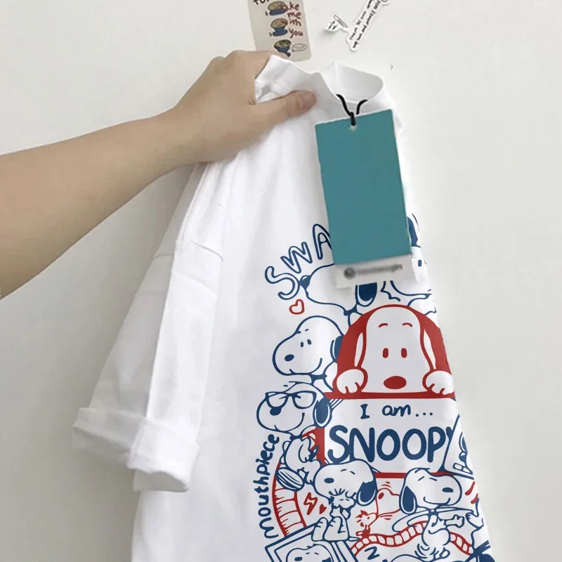 

Snoopy girl boy Cotton Short Sleeve T Shirt Female ins Summer Loose Student Hong Kong Retro Top