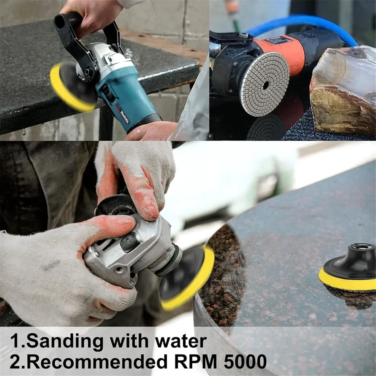 AA83 11 Packs 4 Inch Concrete Polishing Kit, 50-6000 Grit Wet/Dry Polishing Pad with Wool Disc, for Marble