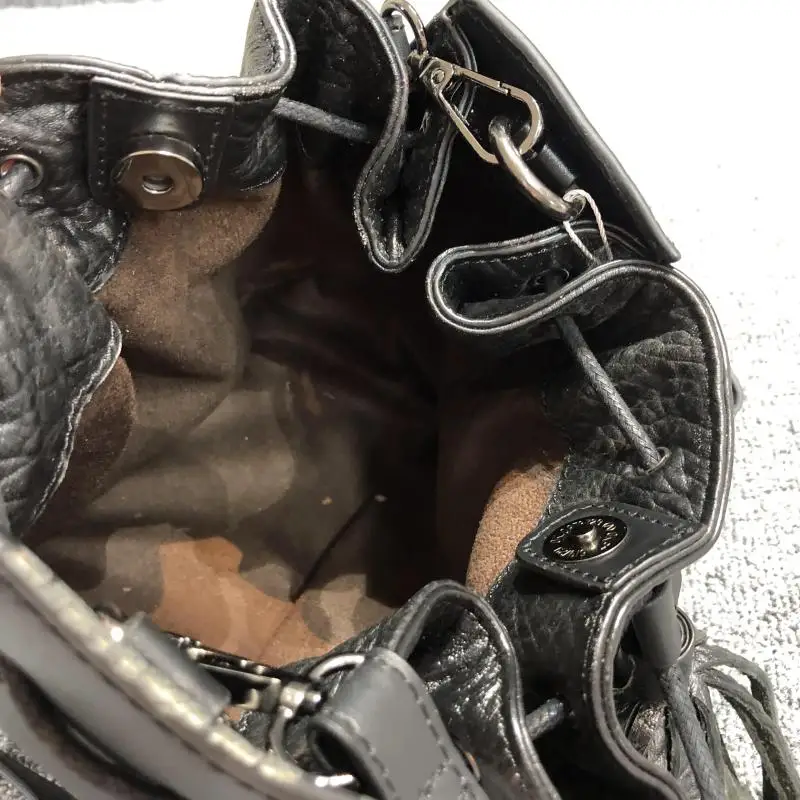 Vintage Women's Handbag Lychee Drawstring Tassel Top Leather Bag Female Luxury Brand Designer Handbag Fashion Women's Bucket Bag