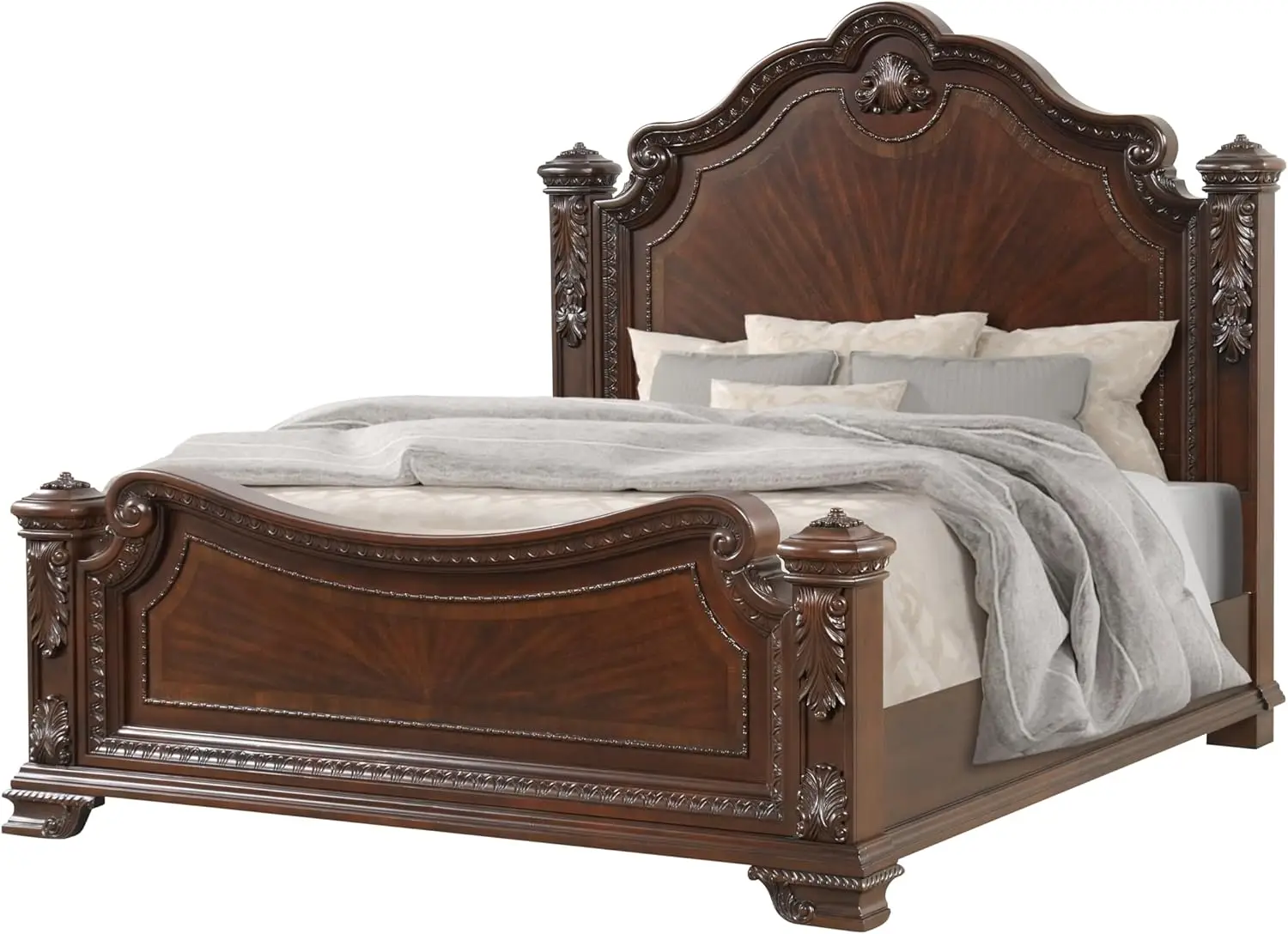 Walnut Wood Furniture – Bed, Dresser, Mirror, Nightstand, Chest