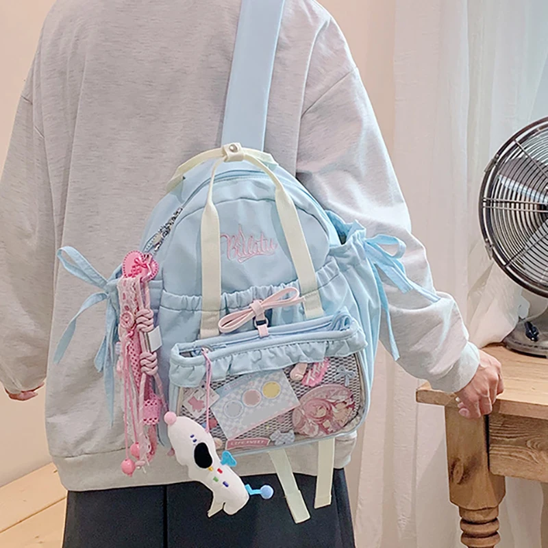 HAEX Lolita Women Ita Bags Fashion Designer 2025 Detachable 2 Pieces DIY Anime Badge Crossbody Bag Casual Commute Backpacks