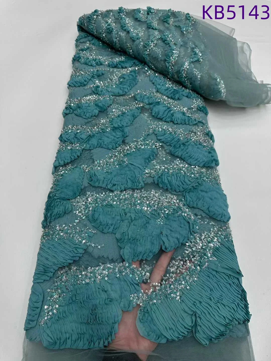 

Nigerian Red Sequins African Fabric Lace High Quality 2025 Grey Beaded French Mesh Lace Fabrics For Wedding Dress Sewing KB5143