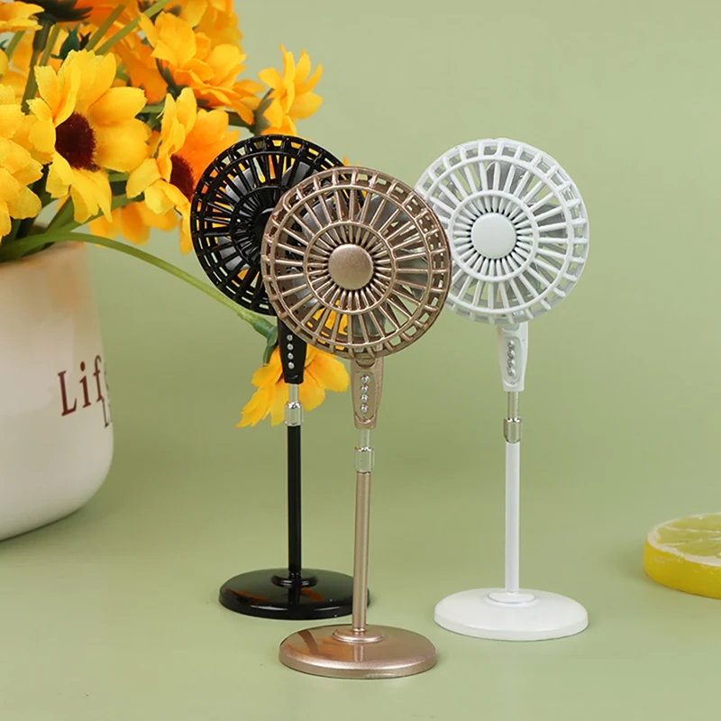 1:12 Dollhouse Mini Metal Fan Rotating Mini Electric Fan Models For Dollhouse Living Room Furniture Accessories