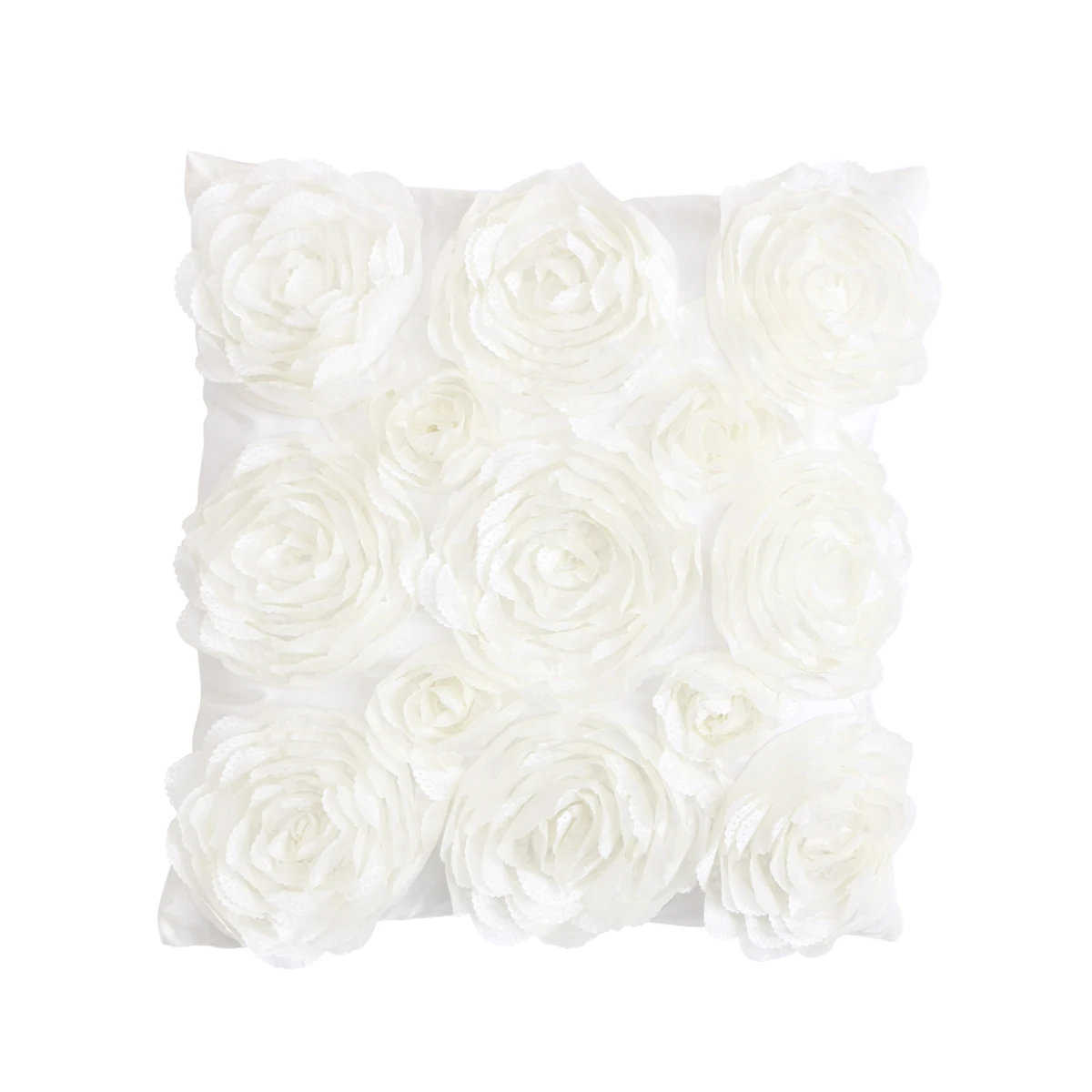 

Embroidered Throw Pillowcase 42x42CM Rose Square Cover Flower Sofa Romantic Decor Cushion Case Comfortable Invisible Zipper Home