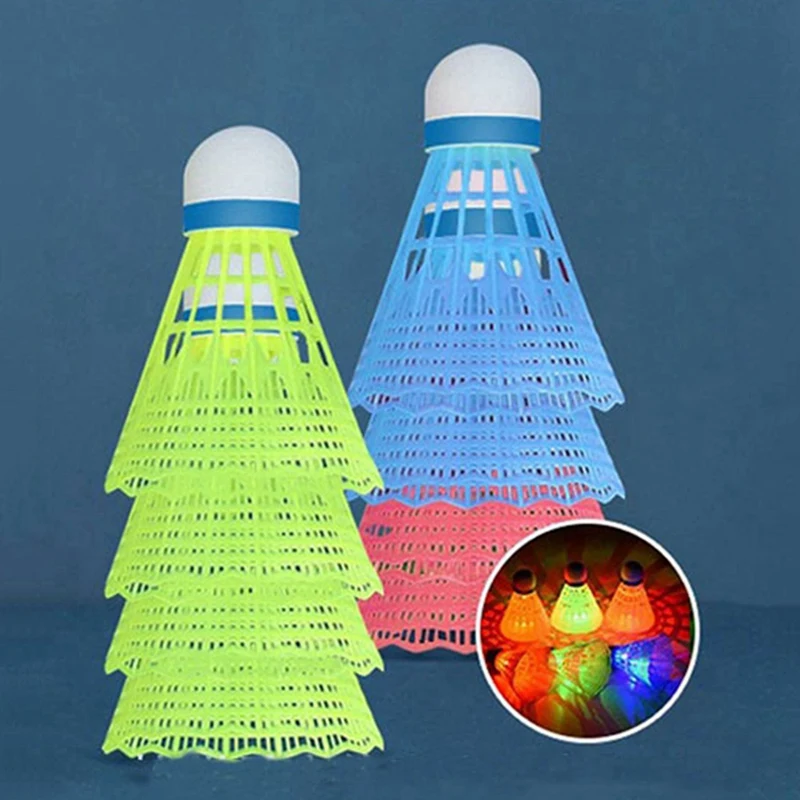 Ensemble de volants de badminton en plastique Shoous IkLED, volants de badminton sport lumineux, 4 pièces