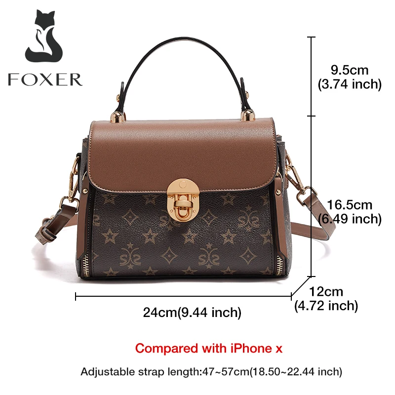 Imagem -04 - Foxer-pvc Bolsa de Couro Messenger Flap para Mulheres Vintage Assinatura Moda Retro Bolsa Feminina Casual Lady pu Shoulder Crossbody Bags