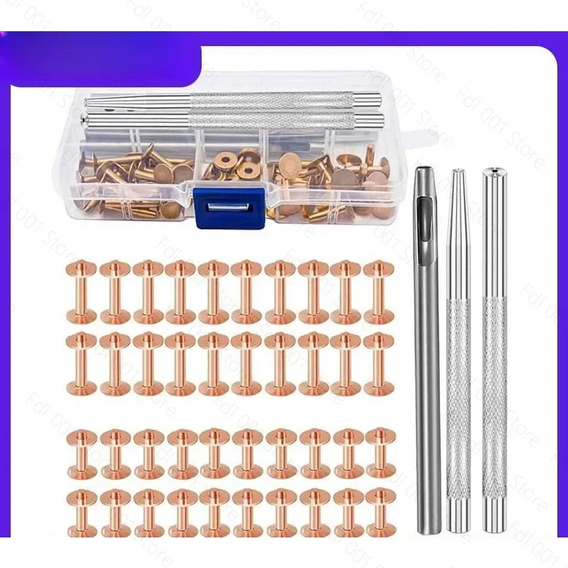 20PC Copper Rivets and Burrs, Solid Leather Copper Rivet Fastener with Punch Rivet Tool for Leather DIY Craft Supplies