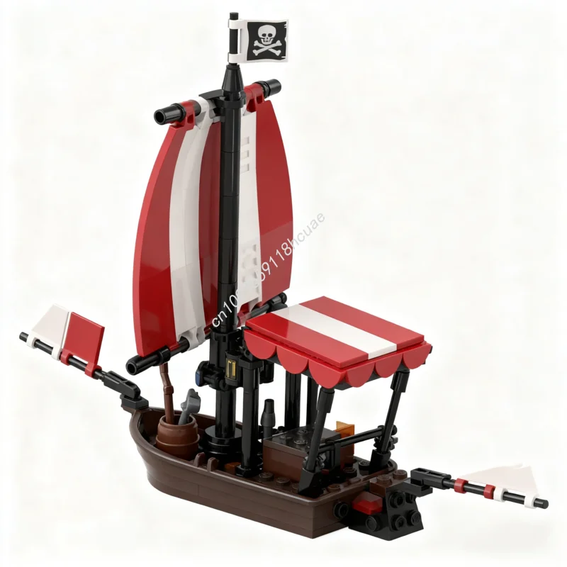 107 pçs moc pirata veleiro vela vermelha v2 piratas modelo blocos de construção artesanato brinquedos montar diy crianças presentes natal