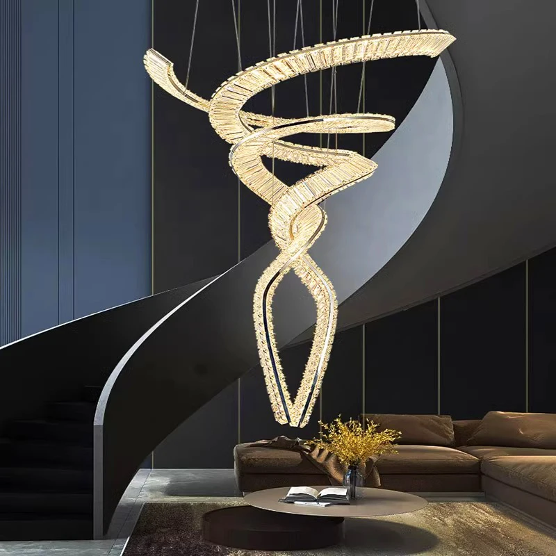 

Modern Home Decoration Crystal Chandelier Stair Pendant lamp living room Pendant lights interior Lightinghotel lights Home Decor