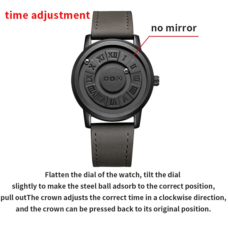 DOM Trend Concept New Personality Men\'s Watch Creative Scrolling Pointer magnetic force Fashion watch for men Waterproof M-1345