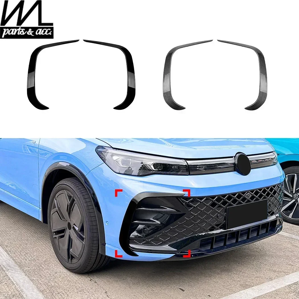 2 PCS for Volkswagen VW Tiguan MK3 Rline 2024+ Front Bumper Canards Splitters Car Stickers Body Kits Grille Trim Cover Styling