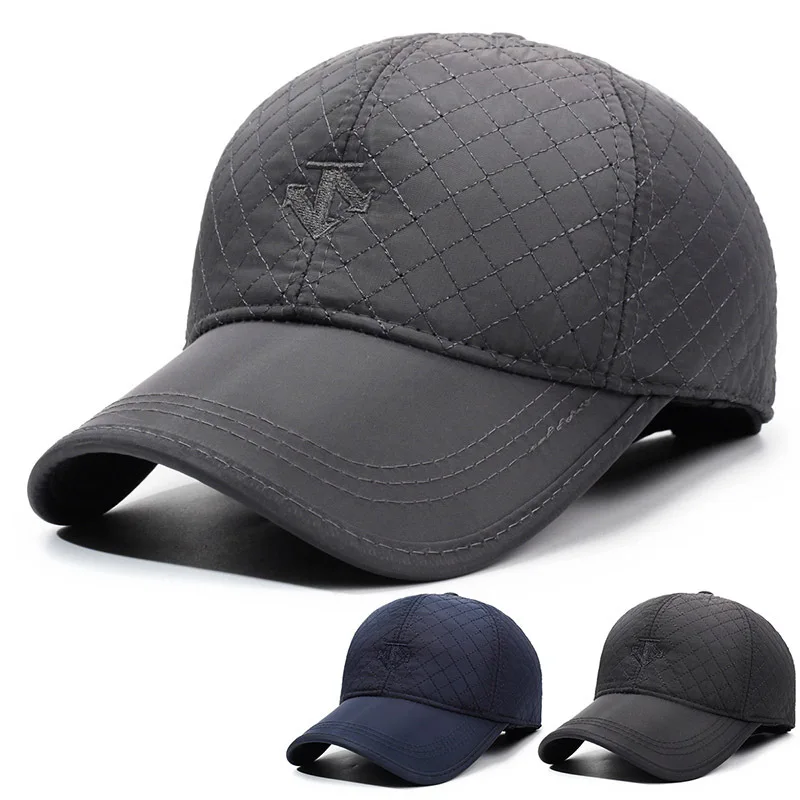 Middle-aged And Elderly Men Cotton Hat Outdoor Cycling Windproof Ear Protection Warmth Peaked Cap Casual Fashion Basic Solid Hat