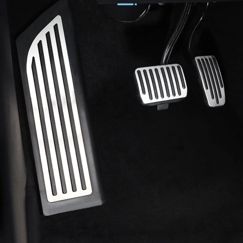 Couvercles de pédale de repose-pieds de frein à gaz de voiture, pour Tesla modèle 3 2017 – 2022 LHD, accessoires d'intérieur de style de voiture en acier inoxydable