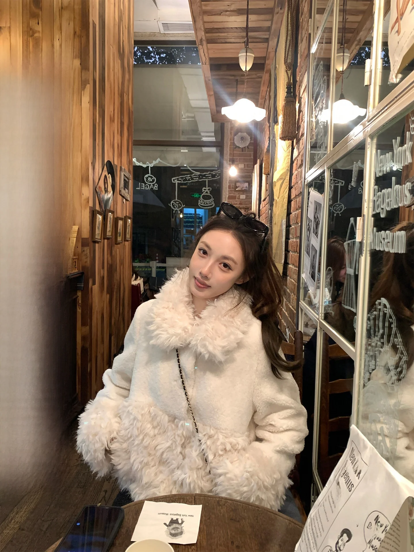 

Thickened Warm Outerwear Women's Long Short Style Lamb Fur Collar Board Coat Casual Style Polyester Fiber Inner Loose Fit Coat
