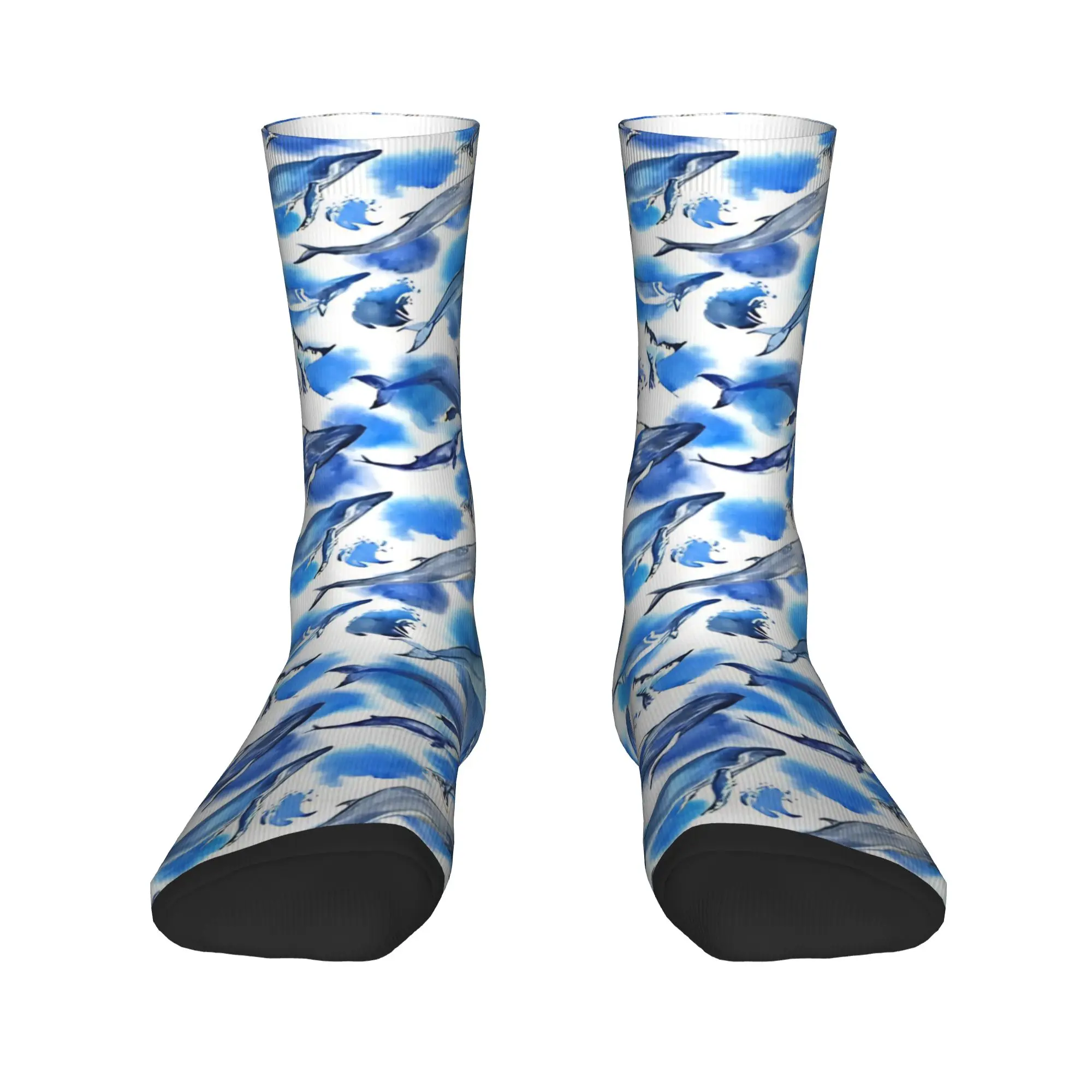 Funny Dolphins Watercolor Socks  Elegant Stockings Men Soft Breathable Outdoor Socks Spring Graphic Non Slip Socks