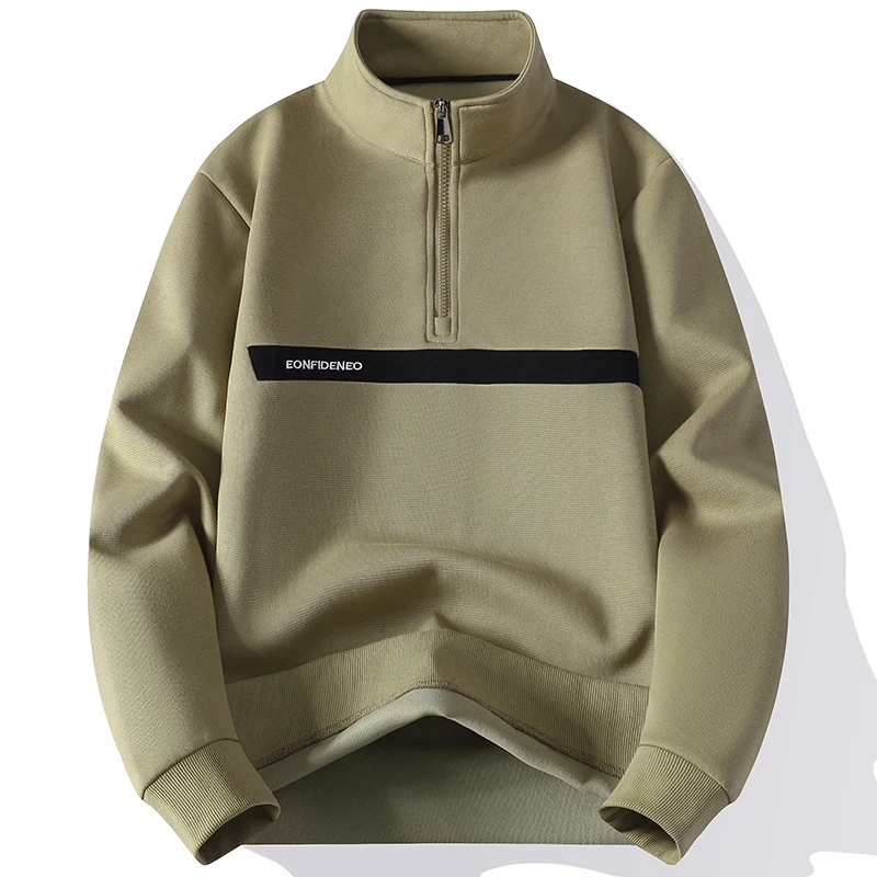 

Luxury Men's New Model Autumn Winter High Quality Long Sleeves Hoodie Mock Neck Jacquard Letter T-Shirt Leisure Men's Clothing