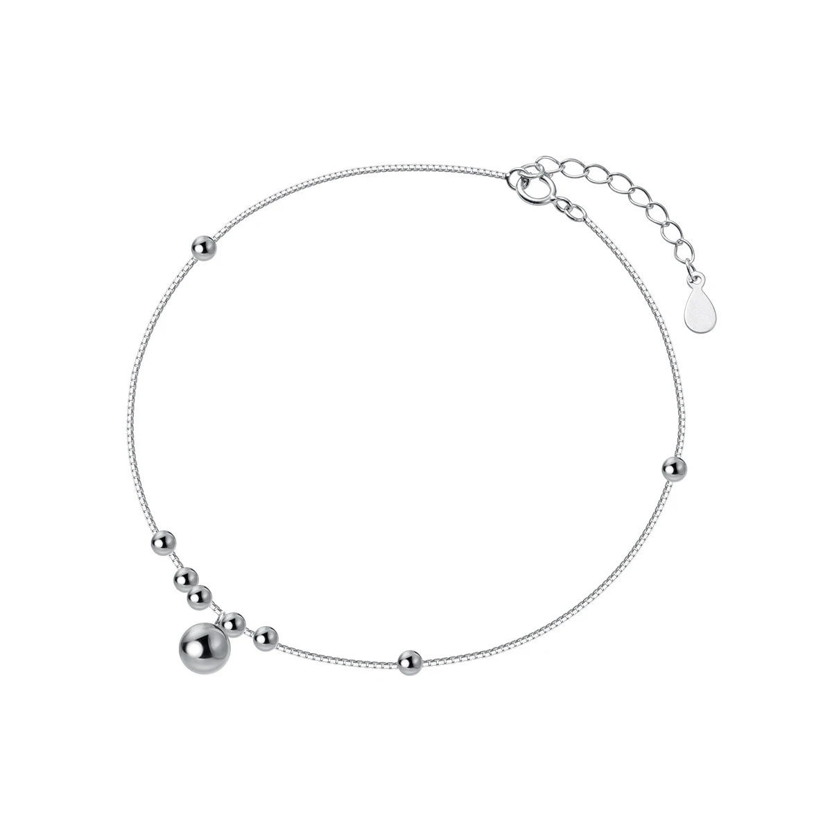 Modian Silver Exquisite Beads Anklets For Women Girls Real 925 Sterling Silver Foot Jewelry Fashion Simple Style Leg Bracelet