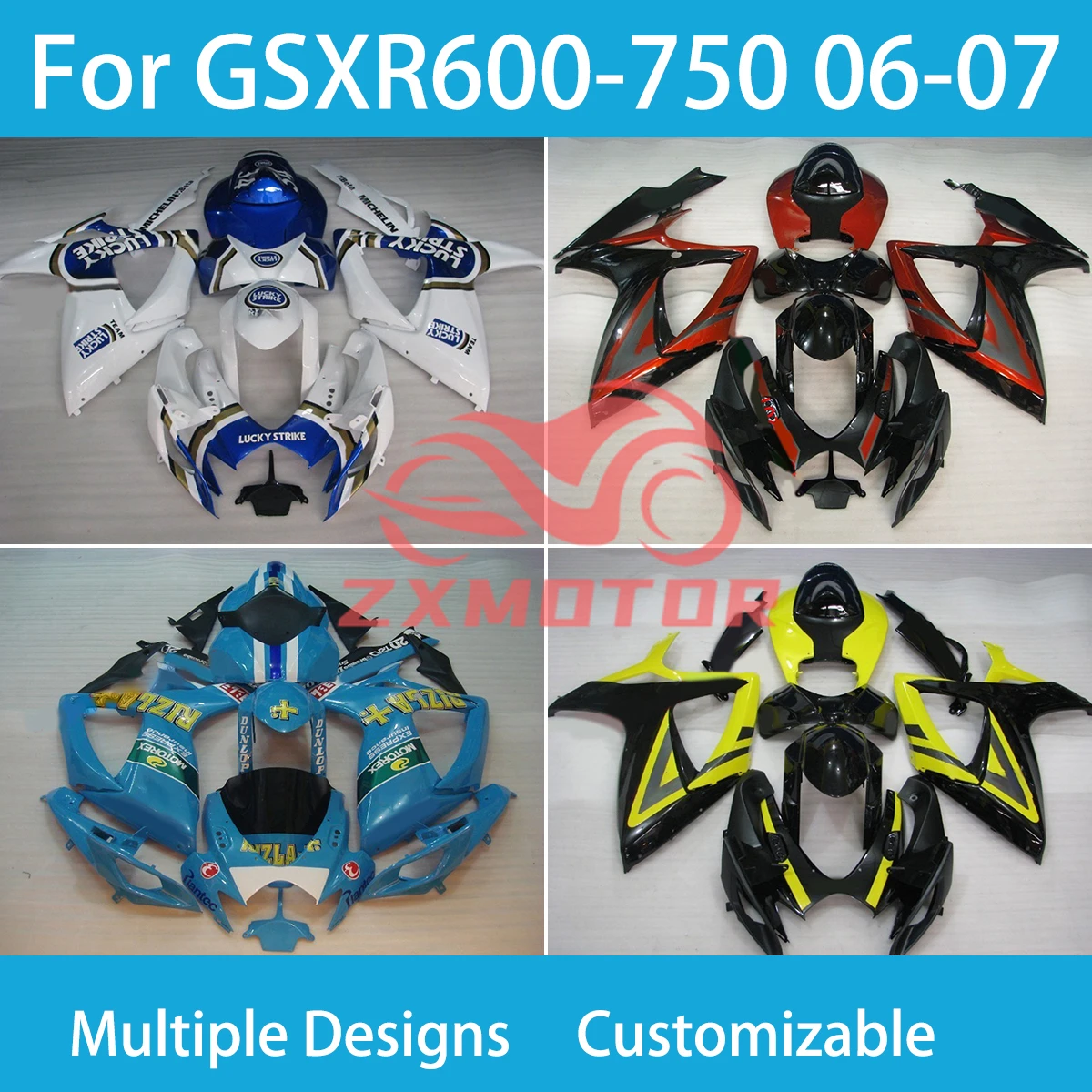 

GSXR 600 750 06 07 ZXMT Plastic Fairings for SUZUKI K6 GSXR600 GSXR750 2006 2007 Motorcycle Fairing Set Bodywork Panel Kit Fit