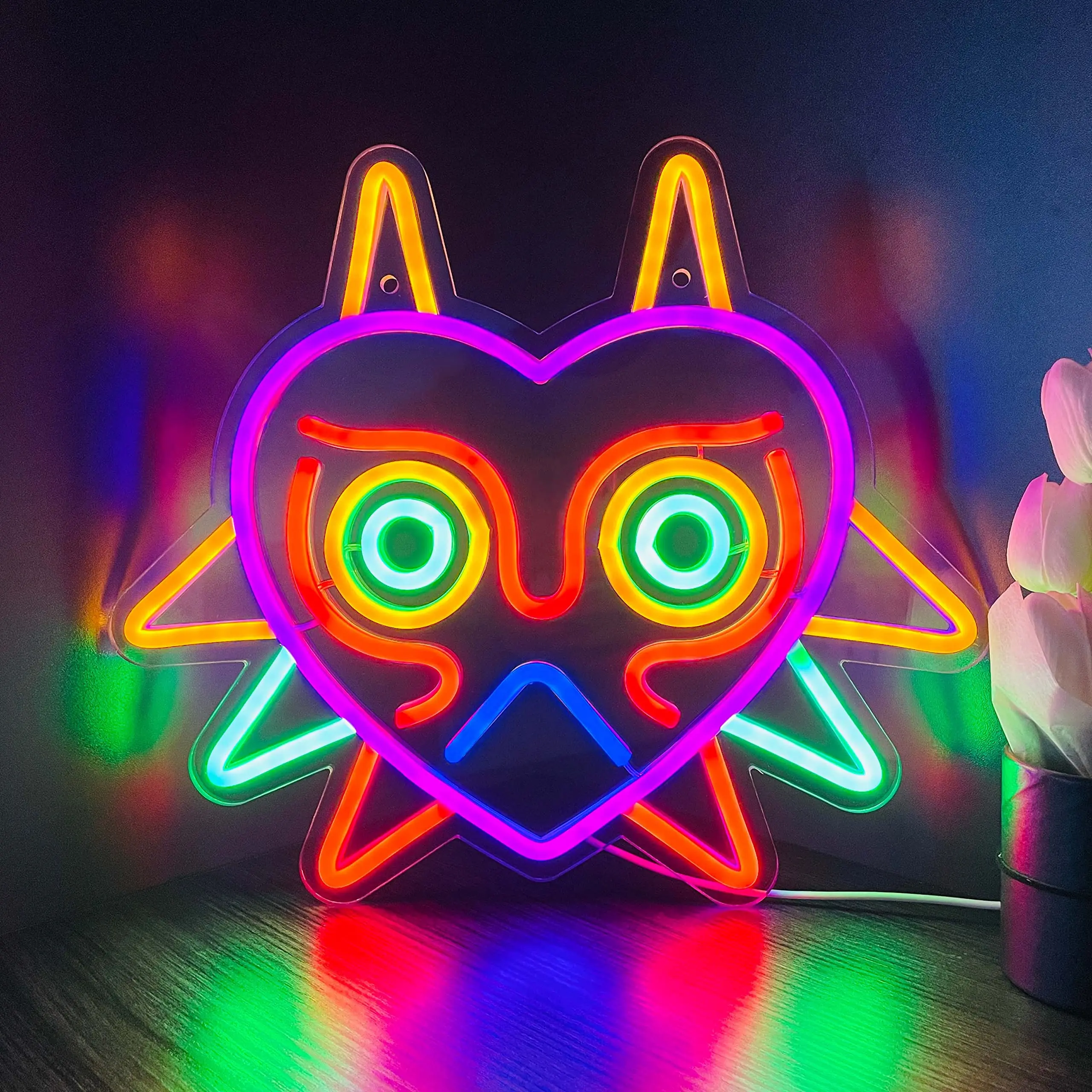 

Mask LED Sign LoZ Neon Sign for Room Wall Decor Gamer Gift Mask Game Room Decor LED Neon Light