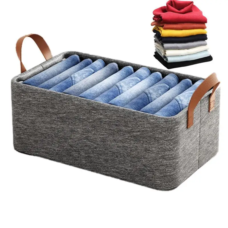 Drawer Organizers Foldable Torage Box Closet Bin With Compartments For Folded Clothes Leggings Jeans 2 Handles For Easy Moving