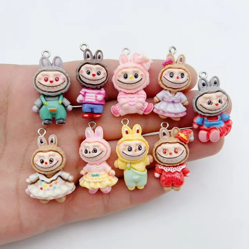 10Pcs Kawaii Rabbit Strawberry House Resin Charms Lovely Cartoon Animals Pendants for Earrings Keychains DIY Jewelry Make